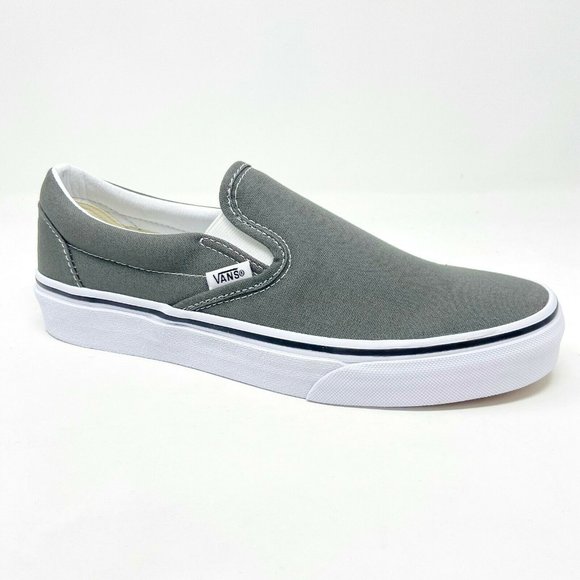 Vans Classic Slip On Charcoal Gray White Womens Casual Shoes - Picture 2 of 5